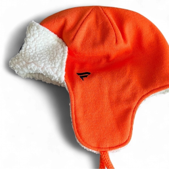 Fanatics Oilers Orange Trapper Hat with White Fleece-Lined Hat One Size Fits All - Picture 2 of 4